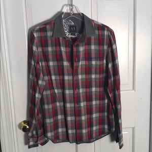 Armani Exchange long sleeve plaid shirt